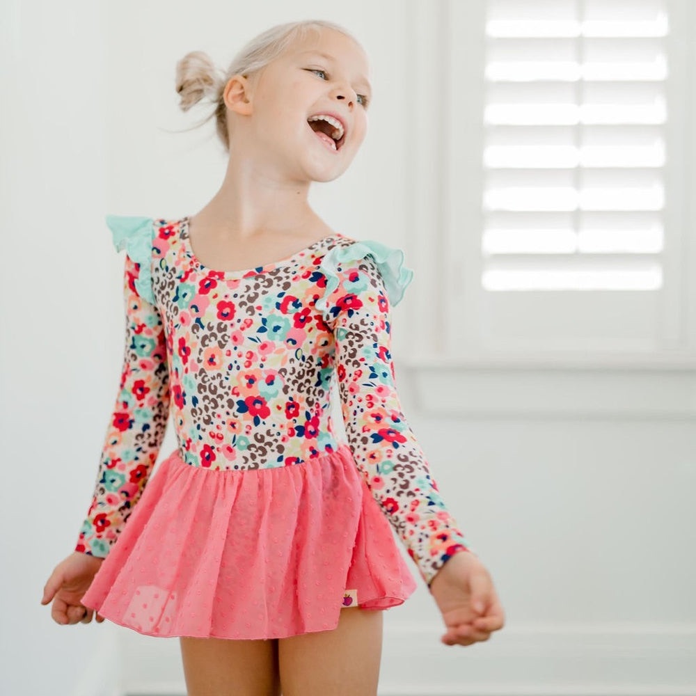 Cheeky Plum Farrah leotard leopard floral print size 5T